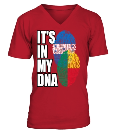Beninese And Honduran Mix Heritage DNA Flag V-Neck T-shirt