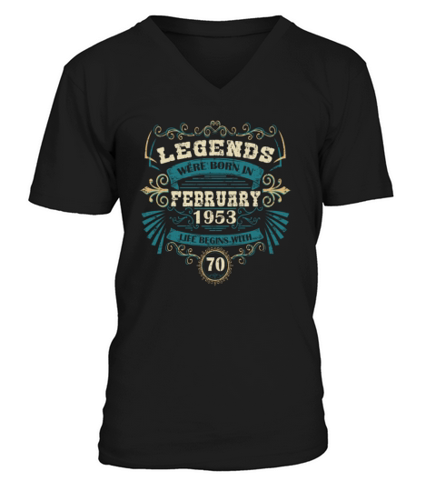 Birthday Vintage February 1953 Retro V-Neck T-shirt
