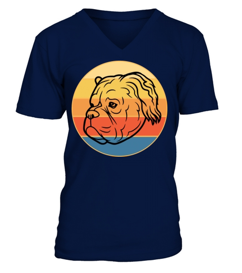 Bulldog Dog Breed Vintage Retro Sunset V-Neck T-shirt