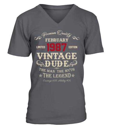 February 1987 Vintage Birthday Present V-Neck T-shirt