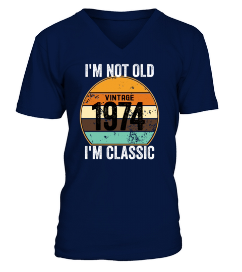 Im Classic Vintage 1974 Distressed Sunset V-Neck T-shirt