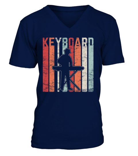 Keyboard Player Music Musician Pianist Vintage Pia V-Neck T-shirt