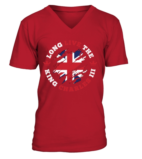 King Charles 3rd British Flag Coronation V-Neck T-shirt