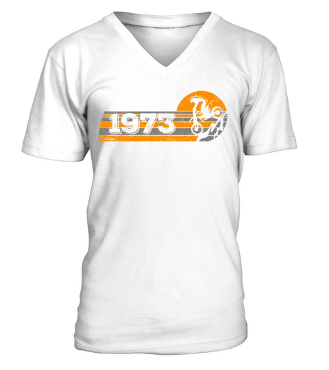 Motorcross Motorcycle Vintage 1973 Birthday V-Neck T-shirt