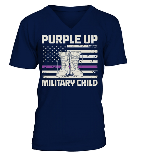 Purple Up Military Tee Military Child Month US Fla V-Neck T-shirt