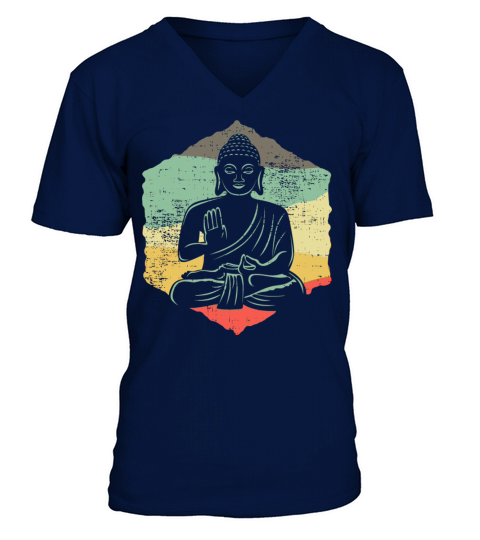 Vintage Retro Style Buddha Meditation Design Idea V-Neck T-shirt