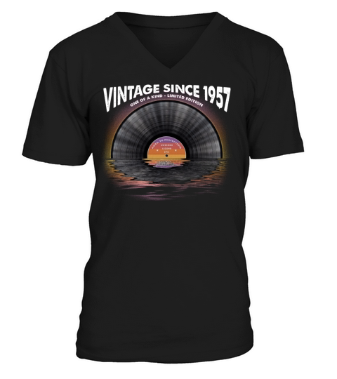 Vintage since 1957 Retro Disco Music Vintage V-Neck T-shirt