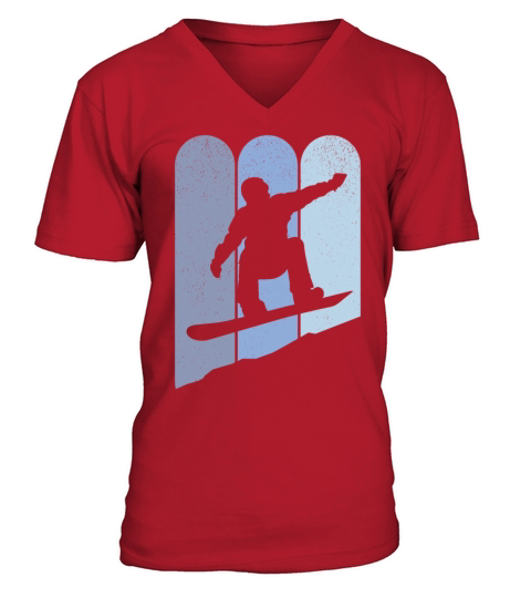Vintage Snowboarding Downhill V-Neck T-shirt
