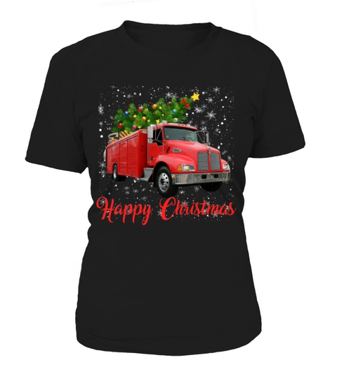 Funny Firefighter Christmas Tree On Truck Fire Women's T-Shirt