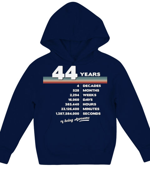 44th Birthday Vintage 44 Years Old Retro 528 Kids Hoodie