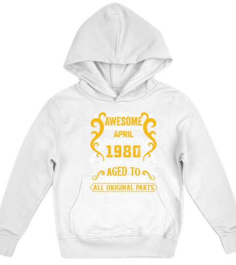 Vintage Awesome Since April 1980 Birthday Kids Hoodie