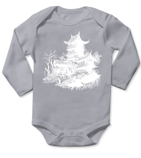 Japanese Architecture Temple In Retro Design Long Sleeve Baby One-Piece