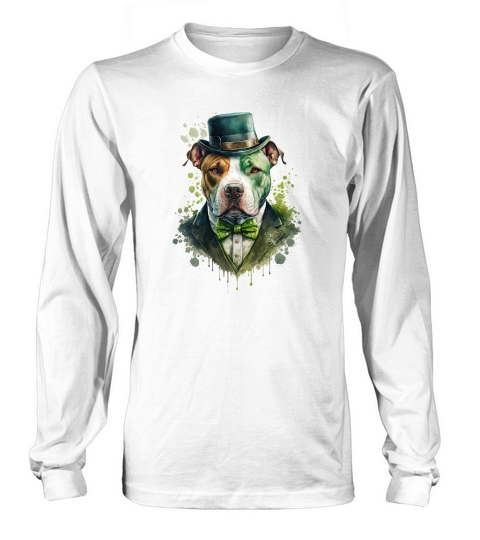 Badass Gangster Pitbull St Patricks Day Long sleeved Unisex