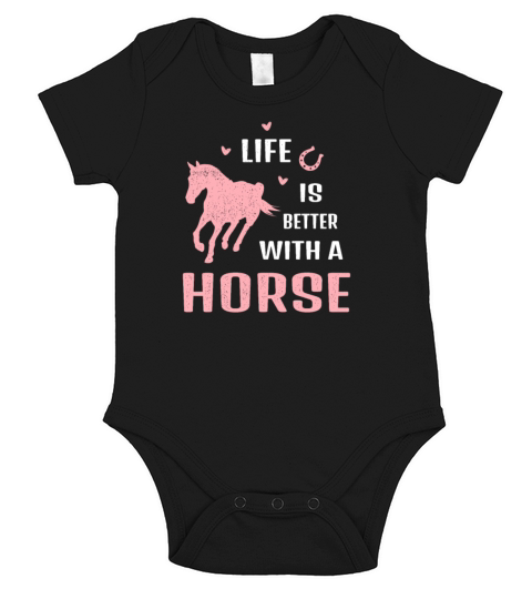 Life is better with horse Riding stable horseback Short Sleeve Baby One-Piece