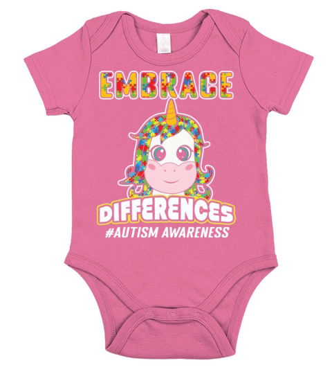 Unicorn Different Colorful Puzzle Autism Awareness Short Sleeve Baby One-Piece