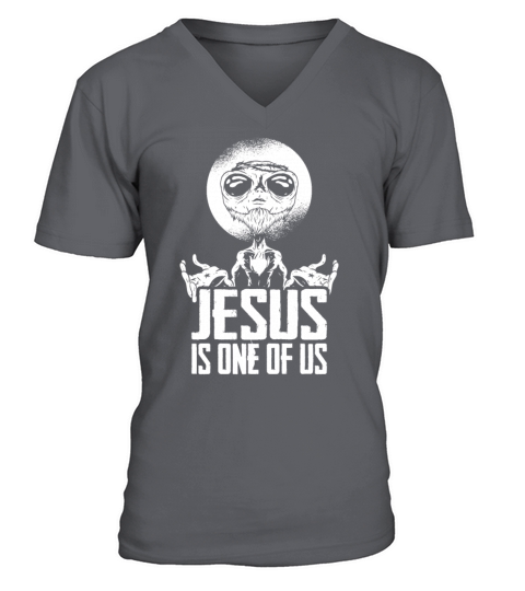 Christian Christianity Funny Alien Jesus V-Neck T-shirt