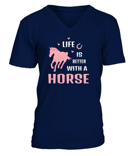 Life is better with horse Riding stable horseback V-Neck T-shirt