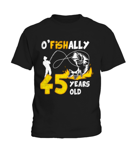 45th Birthday Fishing 1968 Vintage Fisherman Angle Kids T-Shirt