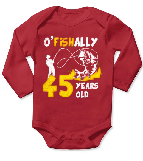 45th Birthday Fishing 1968 Vintage Fisherman Angle Long Sleeve Baby One-Piece