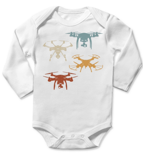 Retro Drones Vintage Drone Pilot Long Sleeve Baby One-Piece