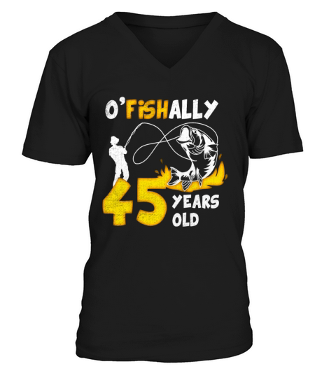 45th Birthday Fishing 1968 Vintage Fisherman Angle V-Neck T-shirt