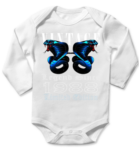 1988 Vintage Snake 35 Years Limited Edition Long Sleeve Baby One-Piece