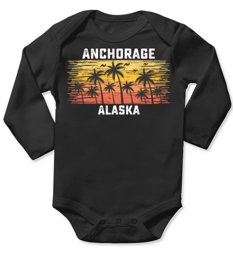 Anchorage Alaska Summer Retro VIntage Vacation Long Sleeve Baby One-Piece