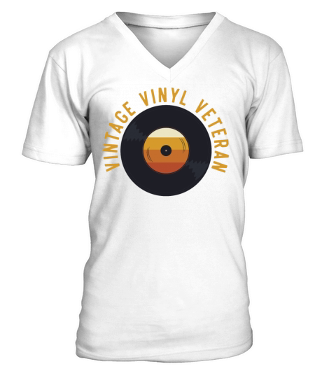 Vintage Vinyl Veteran Music Lover Record Collector V-Neck T-shirt