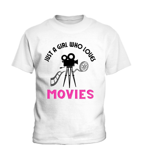 Just a girl who loves movies black and pink design Kids T-Shirt