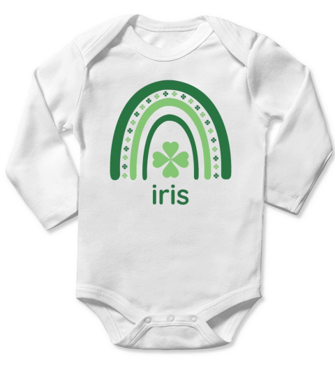 iris Clover Charm Boho Rainbow Long Sleeve Baby One-Piece