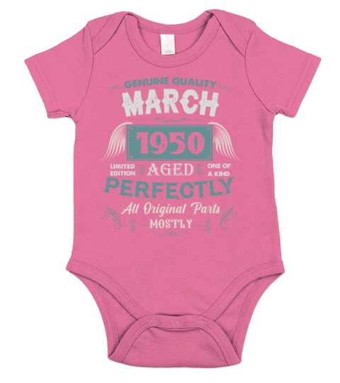 March 1950 Vintage Birthday Present Short Sleeve Baby One-Piece