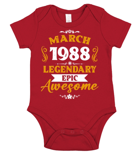 March 1988 Legendary Birthday Present Short Sleeve Baby One-Piece