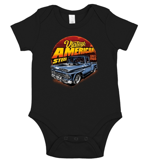 Vintage Muscle American Car Short Sleeve Baby One-Piece