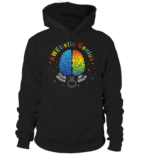 My Brain Genius Colorful Puzzle Autism Awareness Hoodie Unisex