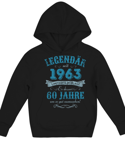60th Birthday Vintage 1963 Kids Hoodie