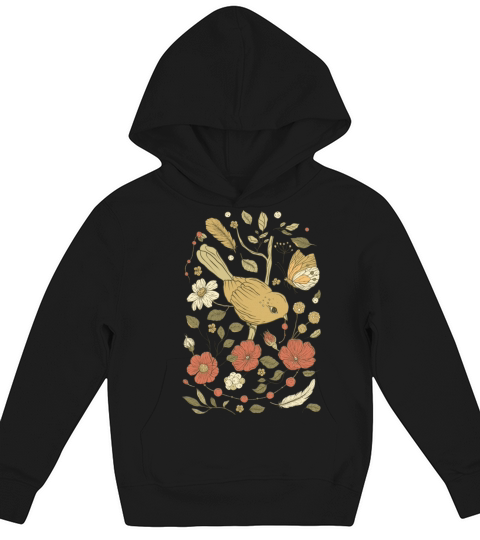 Beige Brown Bird Vintage T-Shirt Kids Hoodie