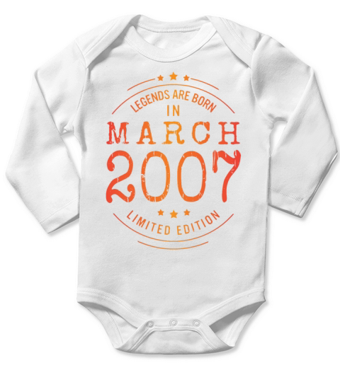 Birthday March 2007 Limited Edition Vintage Long Sleeve Baby One-Piece