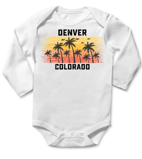 Denver Colorado Summer Retro VIntage Vacation Long Sleeve Baby One-Piece