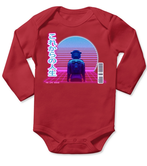Synthwave Life Ahead - White letters Transparent Long Sleeve Baby One-Piece
