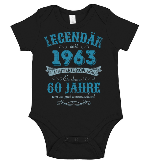 60th Birthday Vintage 1963 Short Sleeve Baby One-Piece