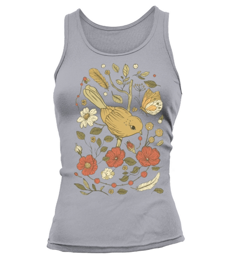 Beige Brown Bird Vintage T-Shirt Tank top Woman