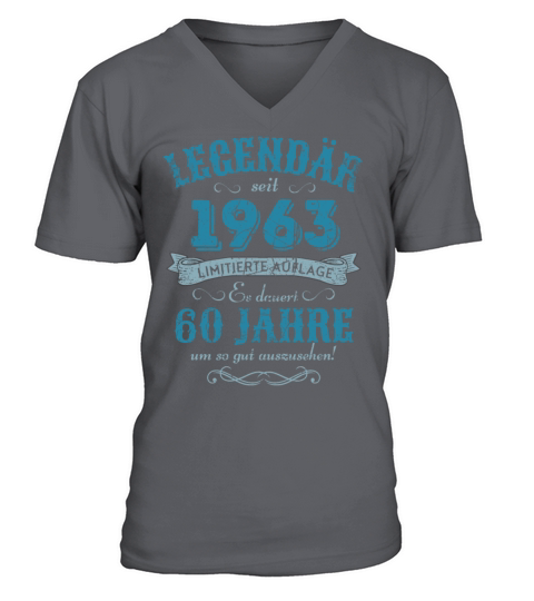 60th Birthday Vintage 1963 V-Neck T-shirt