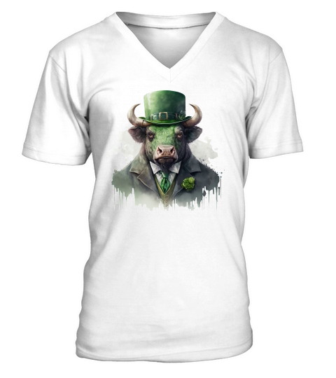 Badass Gangster Ox St Patricks Day V-Neck T-shirt