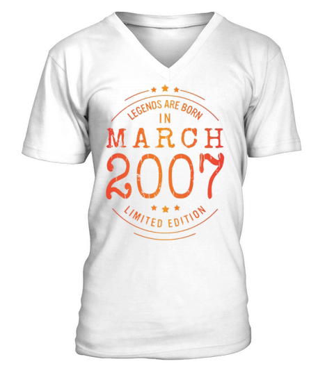 Birthday March 2007 Limited Edition Vintage V-Neck T-shirt