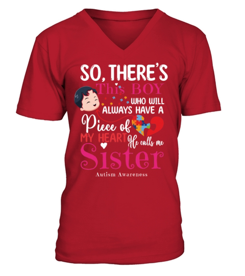 He Calls Me Sister April Puzzle Autism Awareness V-Neck T-shirt