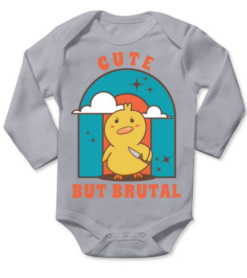Cute But Brutal Cute Duck with Knife Long Sleeve Baby One-Piece