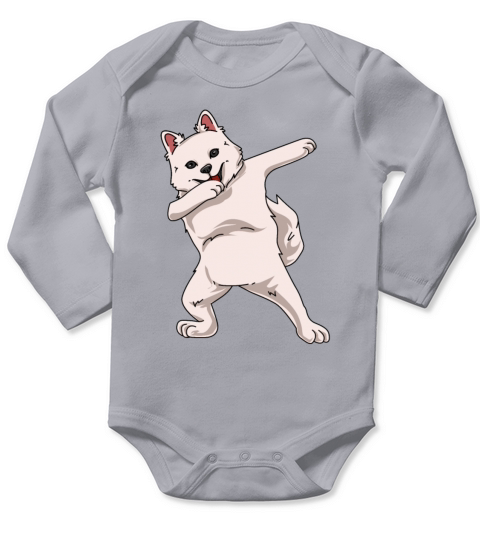Dabbing American Eskimo Long Sleeve Baby One-Piece