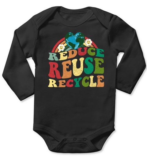 Reduce Reuse Recycle Classic Earth Day Vintage Long Sleeve Baby One-Piece