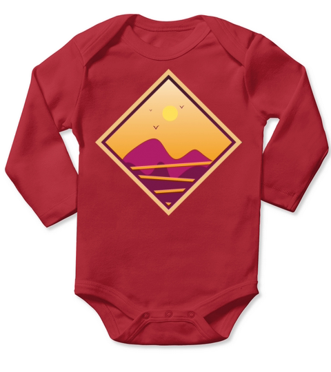 vintage abstract sunset retangular Long Sleeve Baby One-Piece