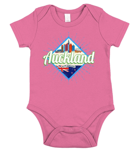 Auckland New Zealand retro skyline vintage Short Sleeve Baby One-Piece